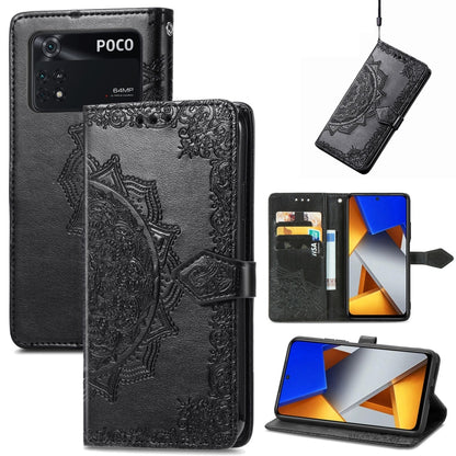 Mandala Flower Embossed Flip Leather Phone Case, For Xiaomi Redmi K50 Pro, For Xiaomi Redmi 10C, For Xiaomi Redmi Note 11 Pro 4G Global, For Xiaomi Poco X4 Pro 5G, For Xiaomi Poco M4 Pro 4G