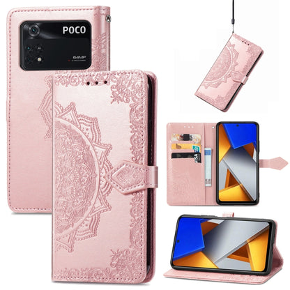 Mandala Flower Embossed Flip Leather Phone Case, For Xiaomi Redmi K50 Pro, For Xiaomi Redmi 10C, For Xiaomi Redmi Note 11 Pro 4G Global, For Xiaomi Poco X4 Pro 5G, For Xiaomi Poco M4 Pro 4G