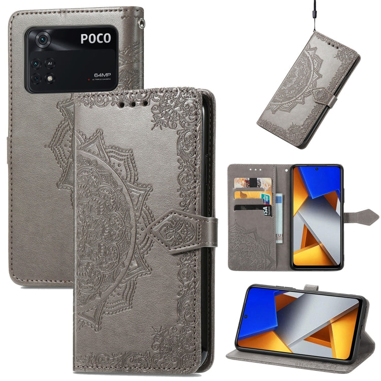 Mandala Flower Embossed Flip Leather Phone Case, For Xiaomi Redmi K50 Pro, For Xiaomi Redmi 10C, For Xiaomi Redmi Note 11 Pro 4G Global, For Xiaomi Poco X4 Pro 5G, For Xiaomi Poco M4 Pro 4G