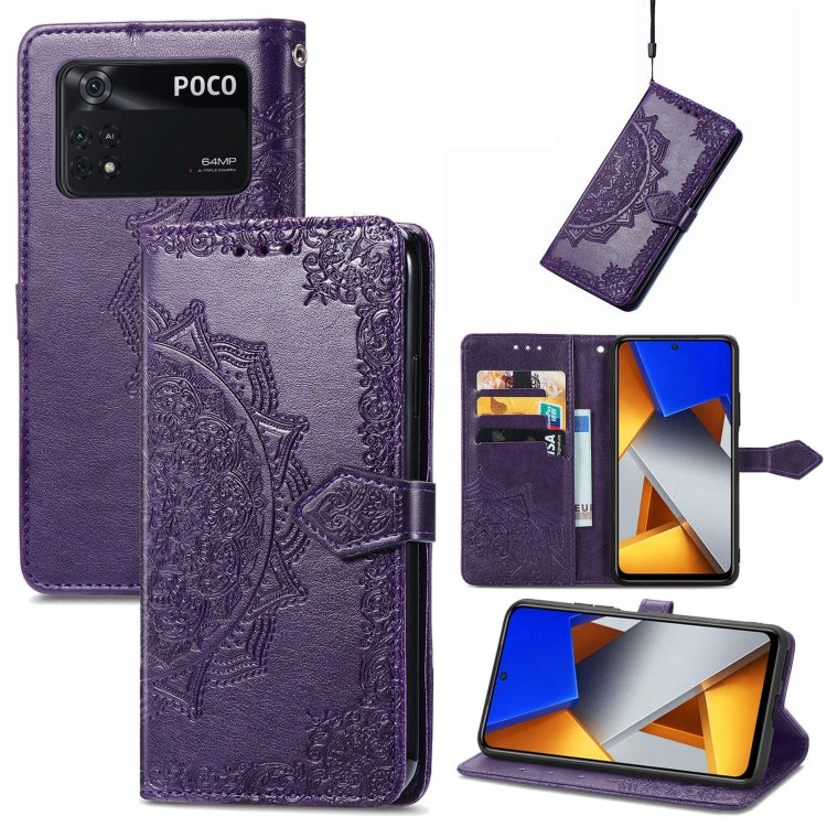 Mandala Flower Embossed Flip Leather Phone Case, For Xiaomi Redmi K50 Pro, For Xiaomi Redmi 10C, For Xiaomi Redmi Note 11 Pro 4G Global, For Xiaomi Poco X4 Pro 5G, For Xiaomi Poco M4 Pro 4G