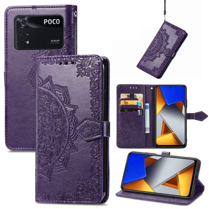 Mandala Flower Embossed Flip Leather Phone Case, For Xiaomi Redmi K50 Pro, For Xiaomi Redmi 10C, For Xiaomi Redmi Note 11 Pro 4G Global, For Xiaomi Poco X4 Pro 5G, For Xiaomi Poco M4 Pro 4G