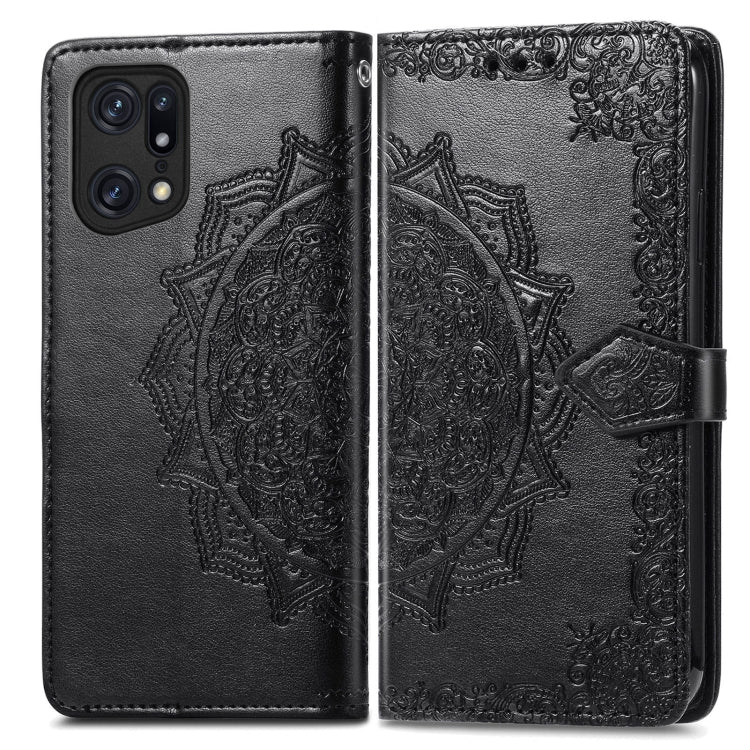 Mandala Flower Embossed Flip Leather Phone Case, For OPPO Find X5 Pro, For OPPO Find X5, For OPPO Reno7 5G, For OPPO Realme 9 Pro, For OPPO Realme 9 Pro+ 5G, For vivo Y76 5G