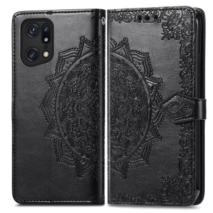 Mandala Flower Embossed Flip Leather Phone Case, For OPPO Find X5 Pro, For OPPO Find X5, For OPPO Reno7 5G, For OPPO Realme 9 Pro, For OPPO Realme 9 Pro+ 5G, For vivo Y76 5G