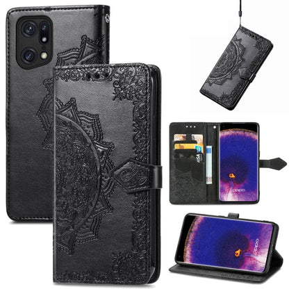 Mandala Flower Embossed Flip Leather Phone Case, For OPPO Find X5 Pro, For OPPO Find X5, For OPPO Reno7 5G, For OPPO Realme 9 Pro, For OPPO Realme 9 Pro+ 5G, For vivo Y76 5G