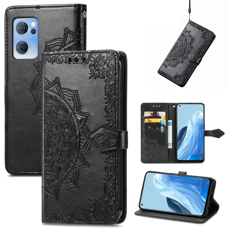 Mandala Flower Embossed Flip Leather Phone Case, For OPPO Find X5 Pro, For OPPO Find X5, For OPPO Reno7 5G, For OPPO Realme 9 Pro, For OPPO Realme 9 Pro+ 5G, For vivo Y76 5G
