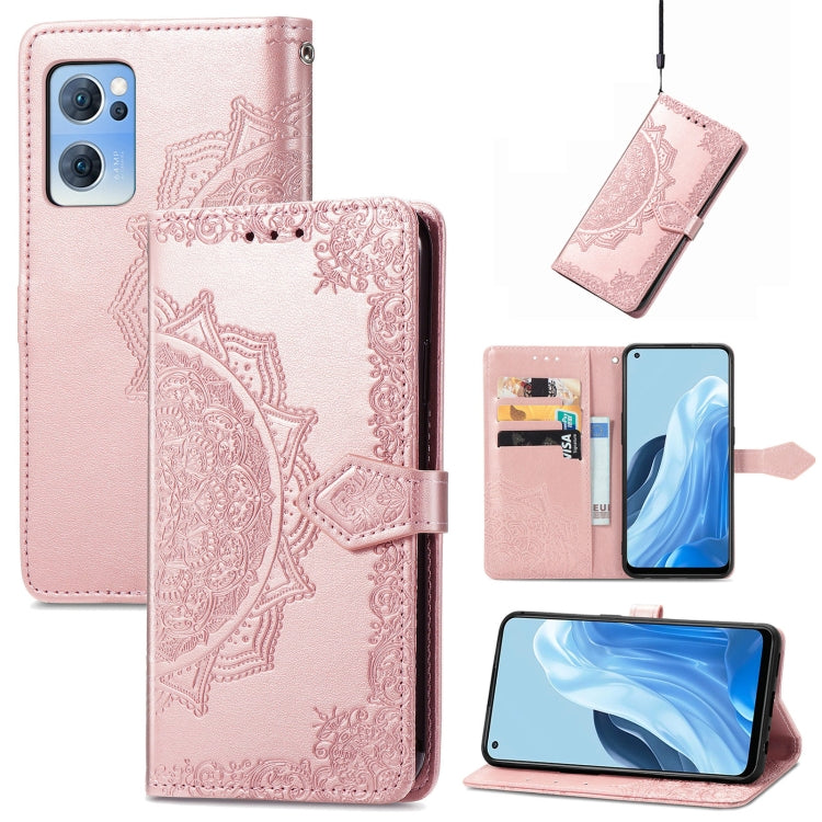Mandala Flower Embossed Flip Leather Phone Case, For OPPO Find X5 Pro, For OPPO Find X5, For OPPO Reno7 5G, For OPPO Realme 9 Pro, For OPPO Realme 9 Pro+ 5G, For vivo Y76 5G