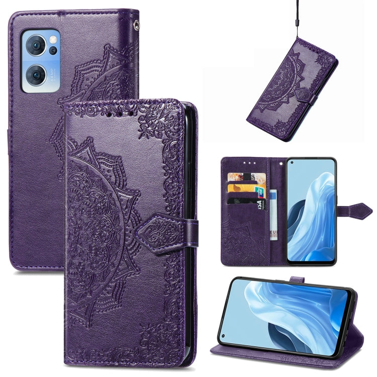 Mandala Flower Embossed Flip Leather Phone Case, For OPPO Find X5 Pro, For OPPO Find X5, For OPPO Reno7 5G, For OPPO Realme 9 Pro, For OPPO Realme 9 Pro+ 5G, For vivo Y76 5G