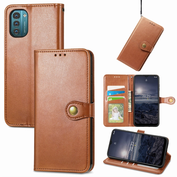 Retro Solid Color Buckle Leather Phone Case, For Nokia G21, For TCL 30 SE