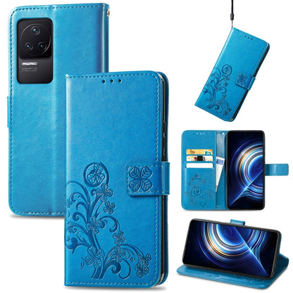 Blue embossed leather wallet phone case with floral pattern and clasp buckle closure