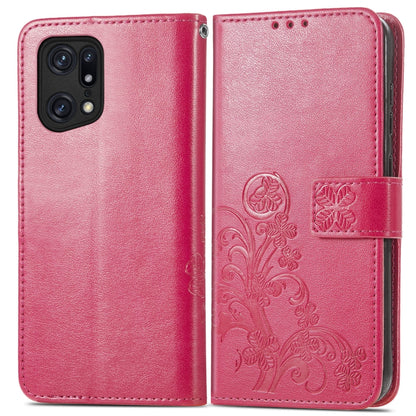 Four-leaf Clasp Embossed Buckle Leather Phone Case, For OPPO Find X5 Pro, For OPPO Find X5, For OPPO Realme 9 Pro, For OPPO Realme 9 Pro+ 5G, For vivo Y76 5G