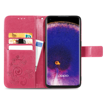 Four-leaf Clasp Embossed Buckle Leather Phone Case, For OPPO Find X5 Pro, For OPPO Find X5, For OPPO Realme 9 Pro, For OPPO Realme 9 Pro+ 5G, For vivo Y76 5G