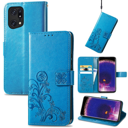 Four-leaf Clasp Embossed Buckle Leather Phone Case, For OPPO Find X5 Pro, For OPPO Find X5, For OPPO Realme 9 Pro, For OPPO Realme 9 Pro+ 5G, For vivo Y76 5G