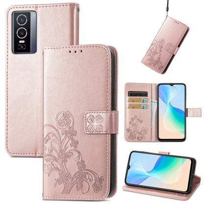 Four-leaf Clasp Embossed Buckle Leather Phone Case, For OPPO Find X5 Pro, For OPPO Find X5, For OPPO Realme 9 Pro, For OPPO Realme 9 Pro+ 5G, For vivo Y76 5G