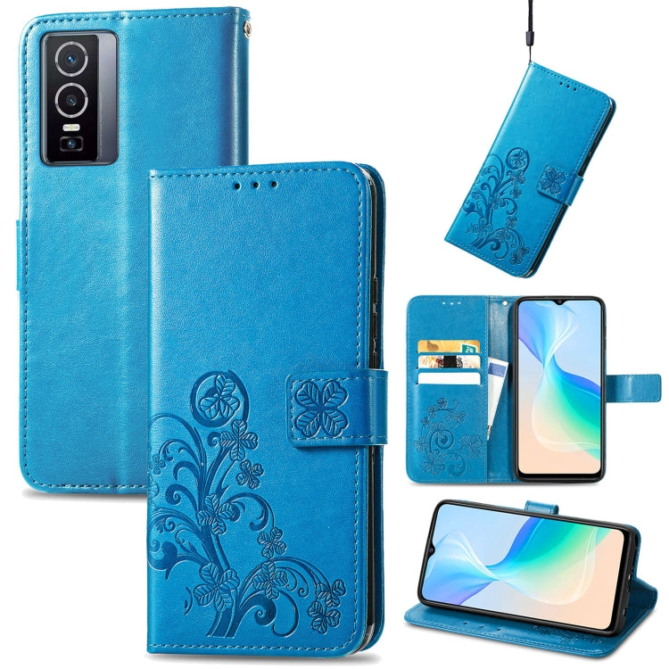 Four-leaf Clasp Embossed Buckle Leather Phone Case, For OPPO Find X5 Pro, For OPPO Find X5, For OPPO Realme 9 Pro, For OPPO Realme 9 Pro+ 5G, For vivo Y76 5G