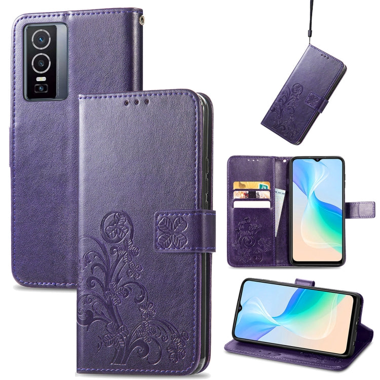 Four-leaf Clasp Embossed Buckle Leather Phone Case, For OPPO Find X5 Pro, For OPPO Find X5, For OPPO Realme 9 Pro, For OPPO Realme 9 Pro+ 5G, For vivo Y76 5G