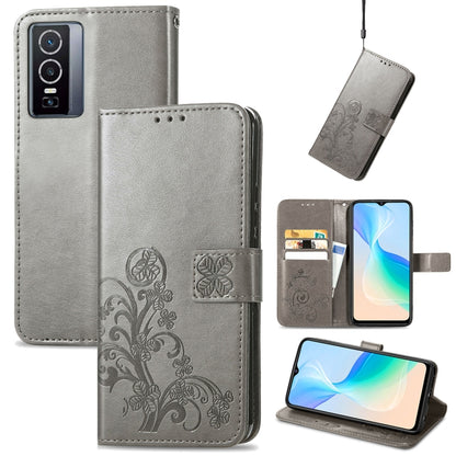 Four-leaf Clasp Embossed Buckle Leather Phone Case, For OPPO Find X5 Pro, For OPPO Find X5, For OPPO Realme 9 Pro, For OPPO Realme 9 Pro+ 5G, For vivo Y76 5G