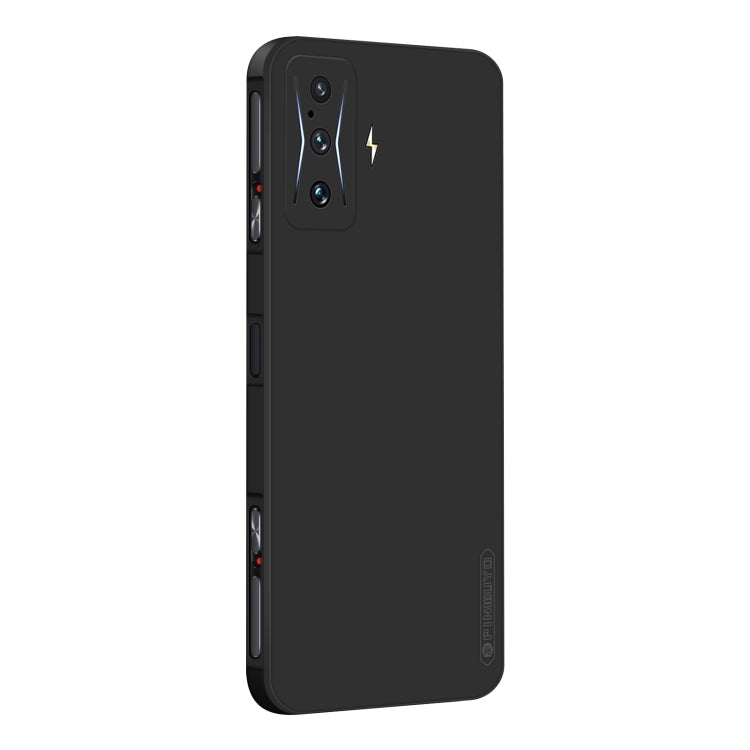 Black liquid silicone TPU phone case with camera cutout and side button openings