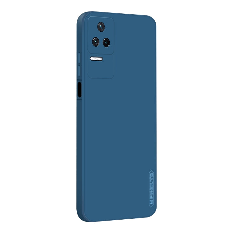 Blue phone case with camera and flash cutouts plus side port openings, slim TPU design