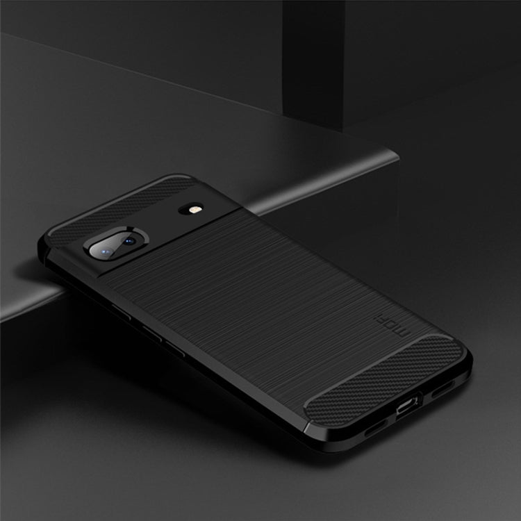 Black textured phone case with carbon-fiber style top and side grip edges