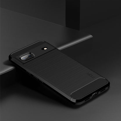 Black textured phone case with carbon-fiber style top and side grip edges