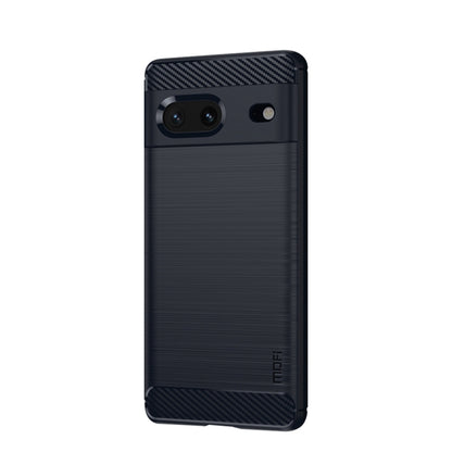 Navy blue phone case with carbon-fiber style top and textured back panel