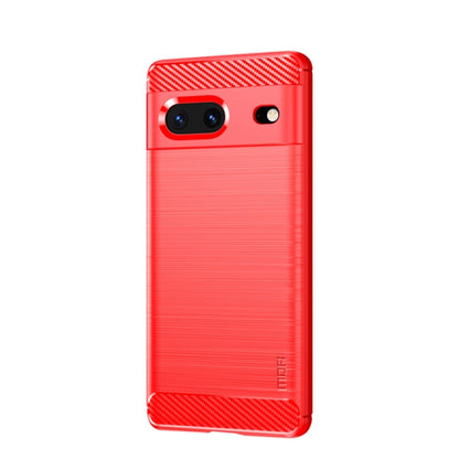 Brushed texture phone case with carbon-fiber pattern, red, for Pixel phone rear cutouts