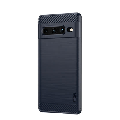 Navy blue phone case with horizontal texture lines and carbon-fiber style corner trim