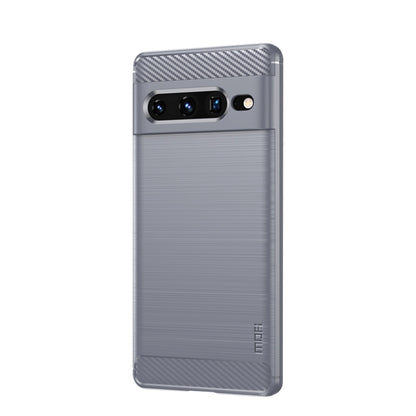 Brushed texture phone case with carbon-fiber pattern, gray, for Pixel phone rear cutouts