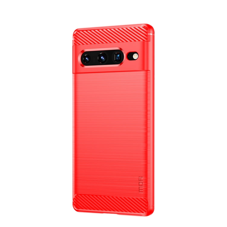 Red phone case with brushed texture and carbon-fiber accents, rear camera and flash openings