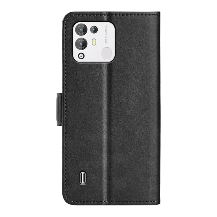 Black leather dual-side magnetic buckle phone case, back panel with camera cutout