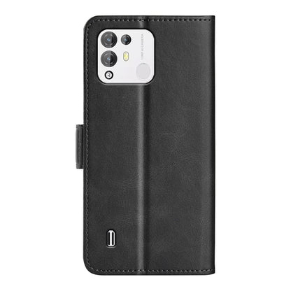 Black leather dual-side magnetic buckle phone case, back panel with camera cutout