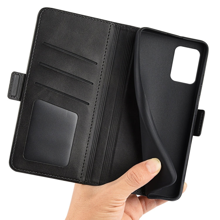 Black leather folio case with card slots and phone back cover access.