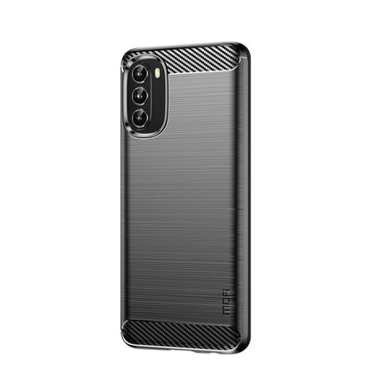 Brushed texture TPU phone case with carbon-fiber accents, dark gray