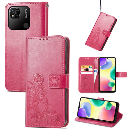 Four-leaf Clasp Embossed Buckle Leather Phone Case, For Xiaomi Redmi 10A