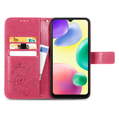 Four-leaf Clasp Embossed Buckle Leather Phone Case, For Xiaomi Redmi 10A