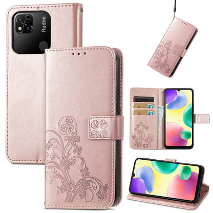 Four-leaf Clasp Embossed Buckle Leather Phone Case, For Xiaomi Redmi 10A