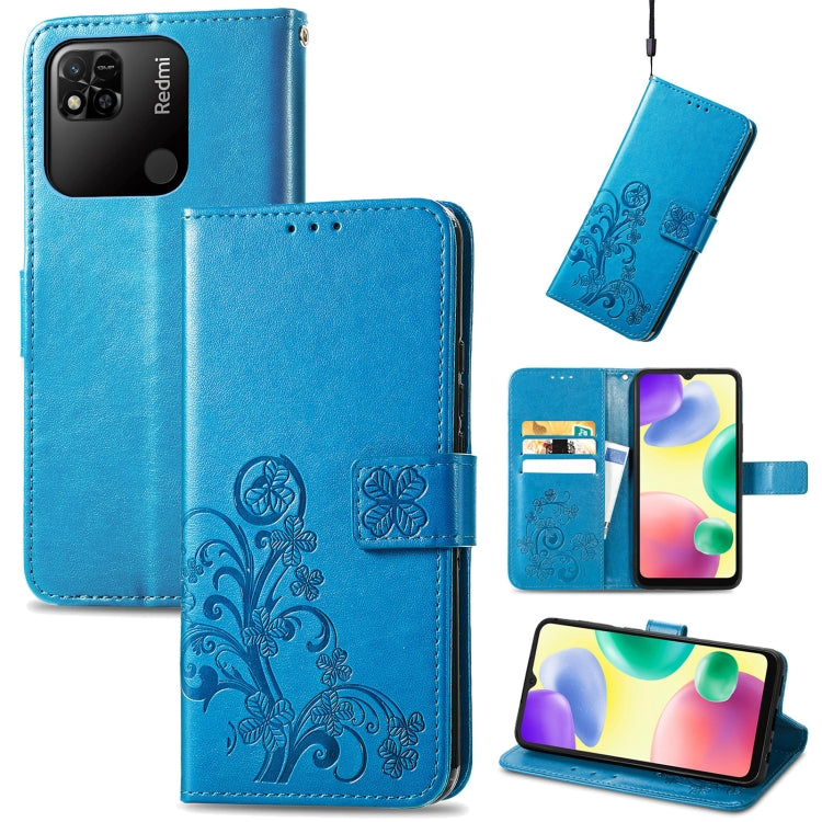 Four-leaf Clasp Embossed Buckle Leather Phone Case, For Xiaomi Redmi 10A