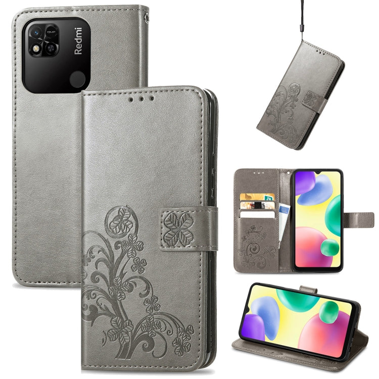 Four-leaf Clasp Embossed Buckle Leather Phone Case, For Xiaomi Redmi 10A
