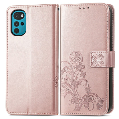 Four-leaf Clasp Embossed Buckle Leather Phone Case, For Motorola Moto G22, For TCL 30 XE 5G