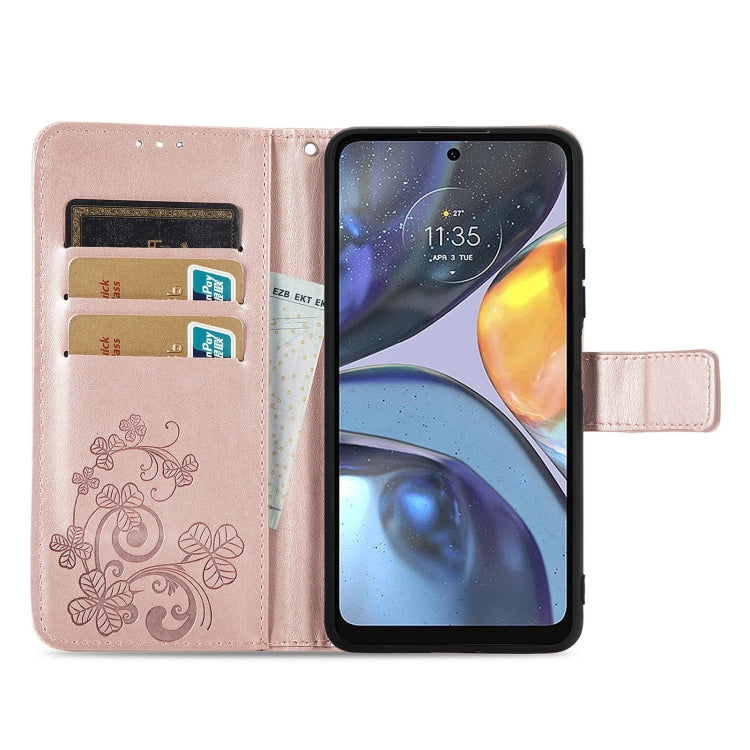 Four-leaf Clasp Embossed Buckle Leather Phone Case, For Motorola Moto G22, For TCL 30 XE 5G