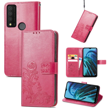 Four-leaf Clasp Embossed Buckle Leather Phone Case, For Motorola Moto G22, For TCL 30 XE 5G