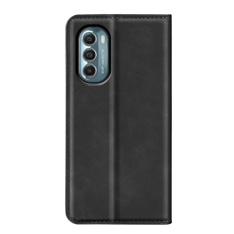 Black leather folio phone case with camera cutout and stitched side edges