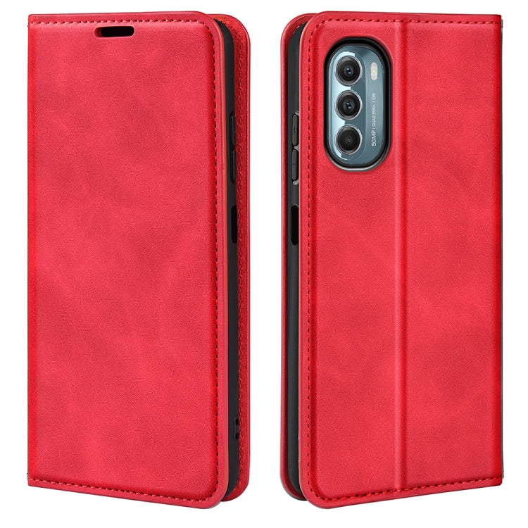Red leather folio phone case with camera cutout and stitched trim