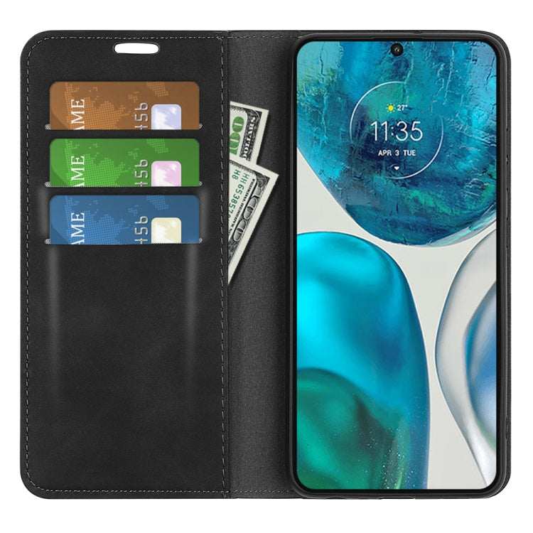 Black leather-style flip case with card slots and stand for viewing