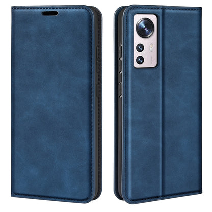 Dark blue leather folio phone case for Xiaomi 12 Lite with magnetic closure and cutouts