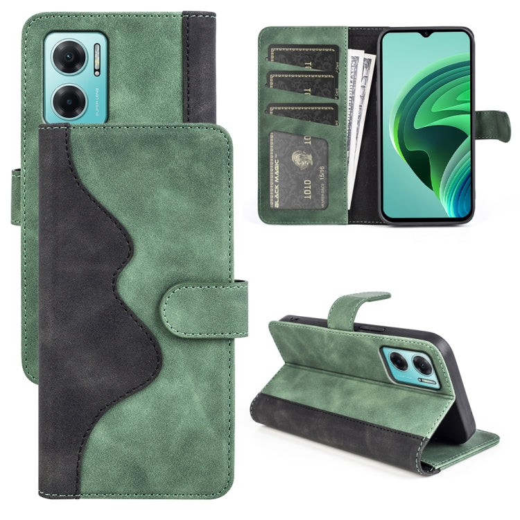 Green and dark gray horizontal flip leather phone case with card pocket; phone shown