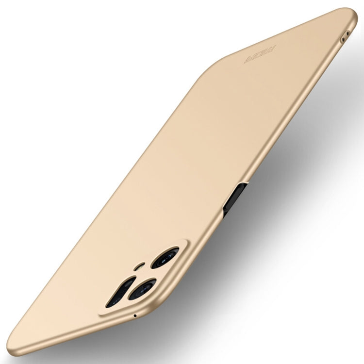 MOFI frosted ultra-thin phone case, gold, rear camera cutouts and port opening