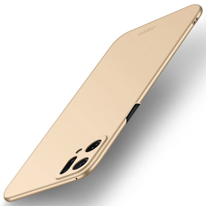 MOFI frosted ultra-thin phone case, gold, rear camera cutouts and port opening