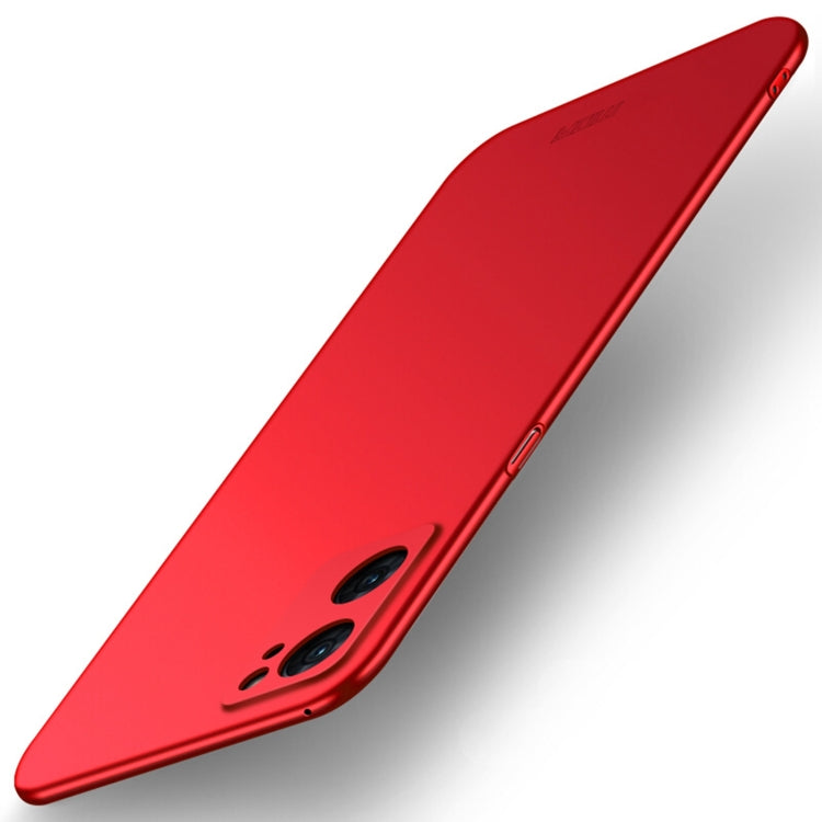MOFI frosted ultra-thin phone case, red, rear camera cutouts with side button opening