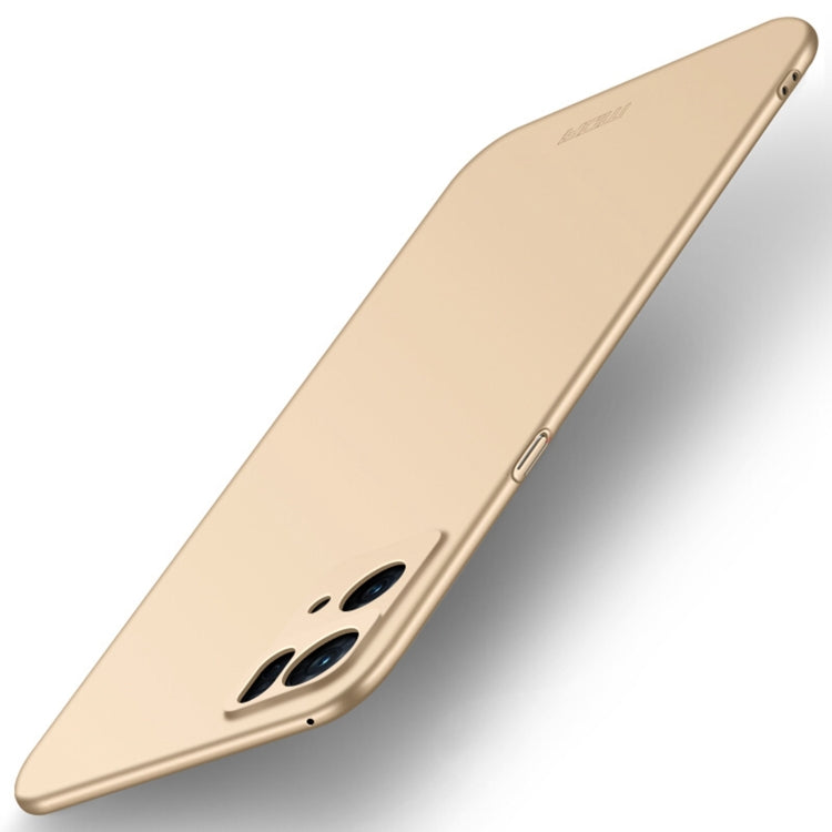 Frosted ultra-thin phone case, champagne gold with dual camera cutouts and ports